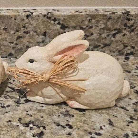 Pair of White Rabbit Figurines - Picture 4 of 5